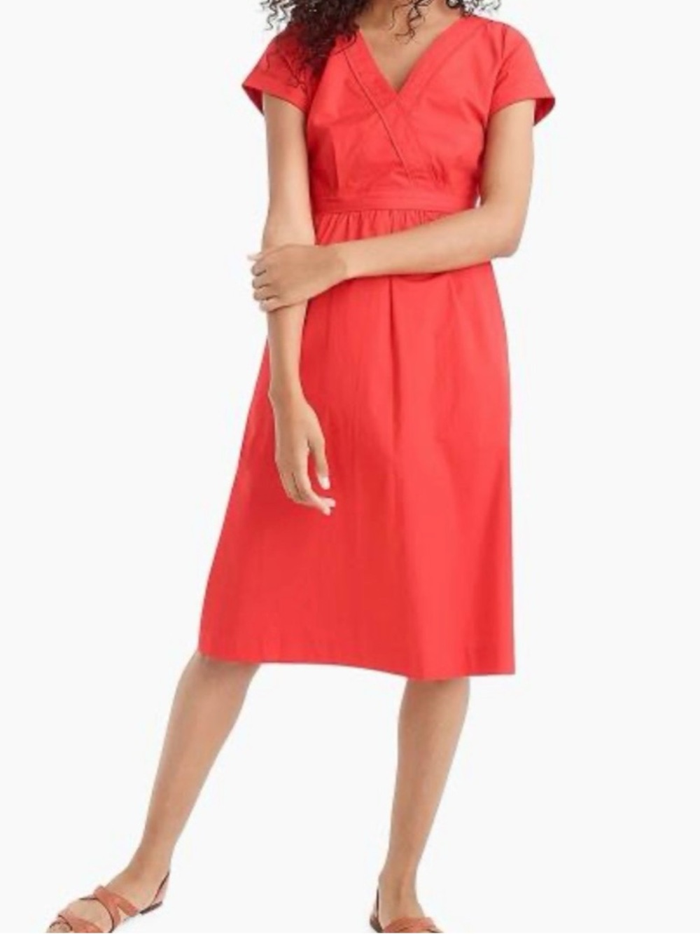 J Crew Poplin A Line Midi Dress Bright Cerise Red Size 2 Classic Preppy